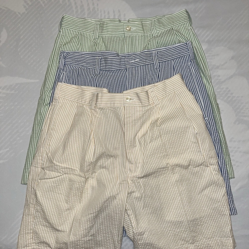 Lot Of Jos. A. Bank Stay Cool 32 Striped Bermuda Seersucker Shorts Zip Pockets